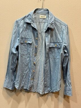 Taylor Stitch Shirt Mens 36 Blue The Jack Sun Bleached Denim Chambray Casual